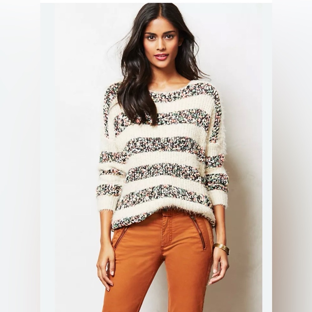Anthropologie La Fee Verte Confetti Striped‎ Sweater Sz M